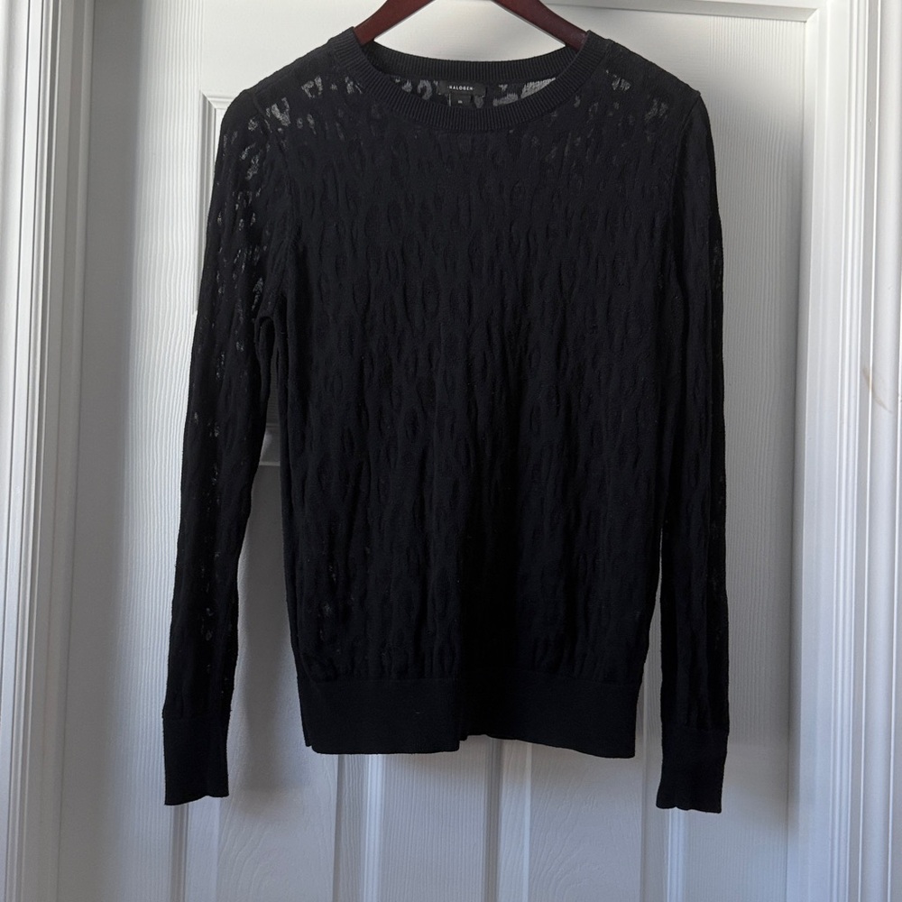 Halogen long sleeve burnout leopard sweater